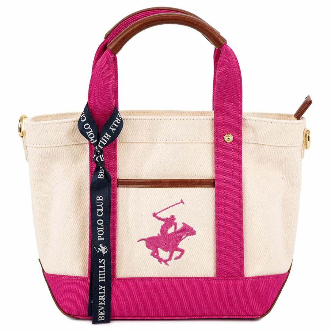 BEVERLY HILLS POLO CLUB（BHPC）(ビバリーヒルズポロクラブ)のBEVERLY HILLS POLO CLUB ビバリーヒルズポロクラブ トートバッグ BH1006N レディース 女性 XSサイズ ショルダーバッグ 2WAY 斜め掛け IV/PK/PK アイボリー×ピンク レディースのバッグ(トートバッグ)の商品写真