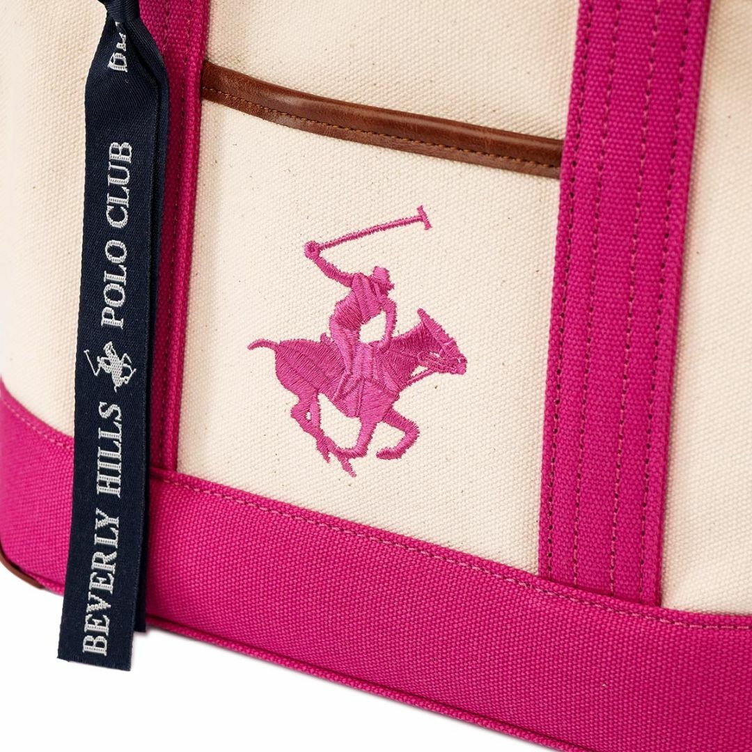 BEVERLY HILLS POLO CLUB（BHPC）(ビバリーヒルズポロクラブ)のBEVERLY HILLS POLO CLUB ビバリーヒルズポロクラブ トートバッグ BH1006N レディース 女性 XSサイズ ショルダーバッグ 2WAY 斜め掛け IV/PK/PK アイボリー×ピンク レディースのバッグ(トートバッグ)の商品写真