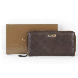 グッチ(Gucci)の『USED』 GUCCI グッチ ラウンドファスナー 112724・203887 長財布 シマレザー ブラウン【中古】(財布)