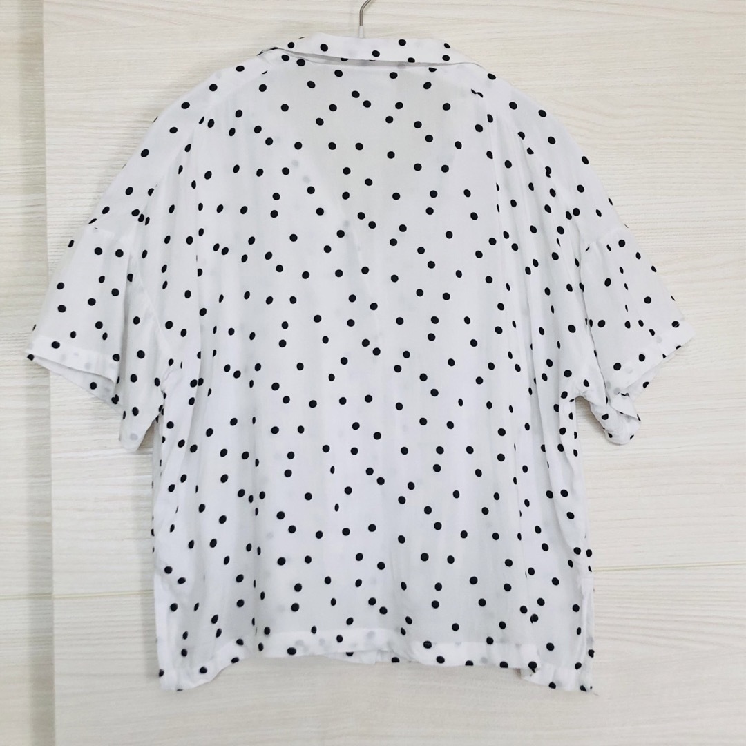 ドット柄オープンカラーシャツ★L レディースのトップス(シャツ/ブラウス(半袖/袖なし))の商品写真