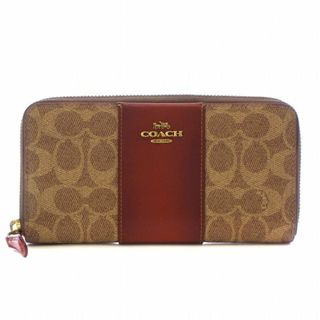 コーチ(COACH)のコーチ アコーディオン ジップウォレット カラーブロック シグネチャー 茶(財布)