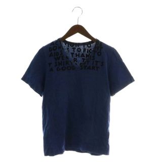 マルタンマルジェラ(Maison Martin Margiela)のメゾンマルジェラ Tシャツ エイズＴ 半袖 Vネック フロッキープリント S 紺(Tシャツ/カットソー(半袖/袖なし))