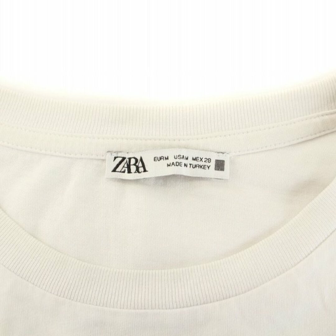 ZARA(ザラ)のザラ Tシャツ カットソー 半袖 ニットポケット ポケT ハート M 白 レディースのトップス(Tシャツ(半袖/袖なし))の商品写真