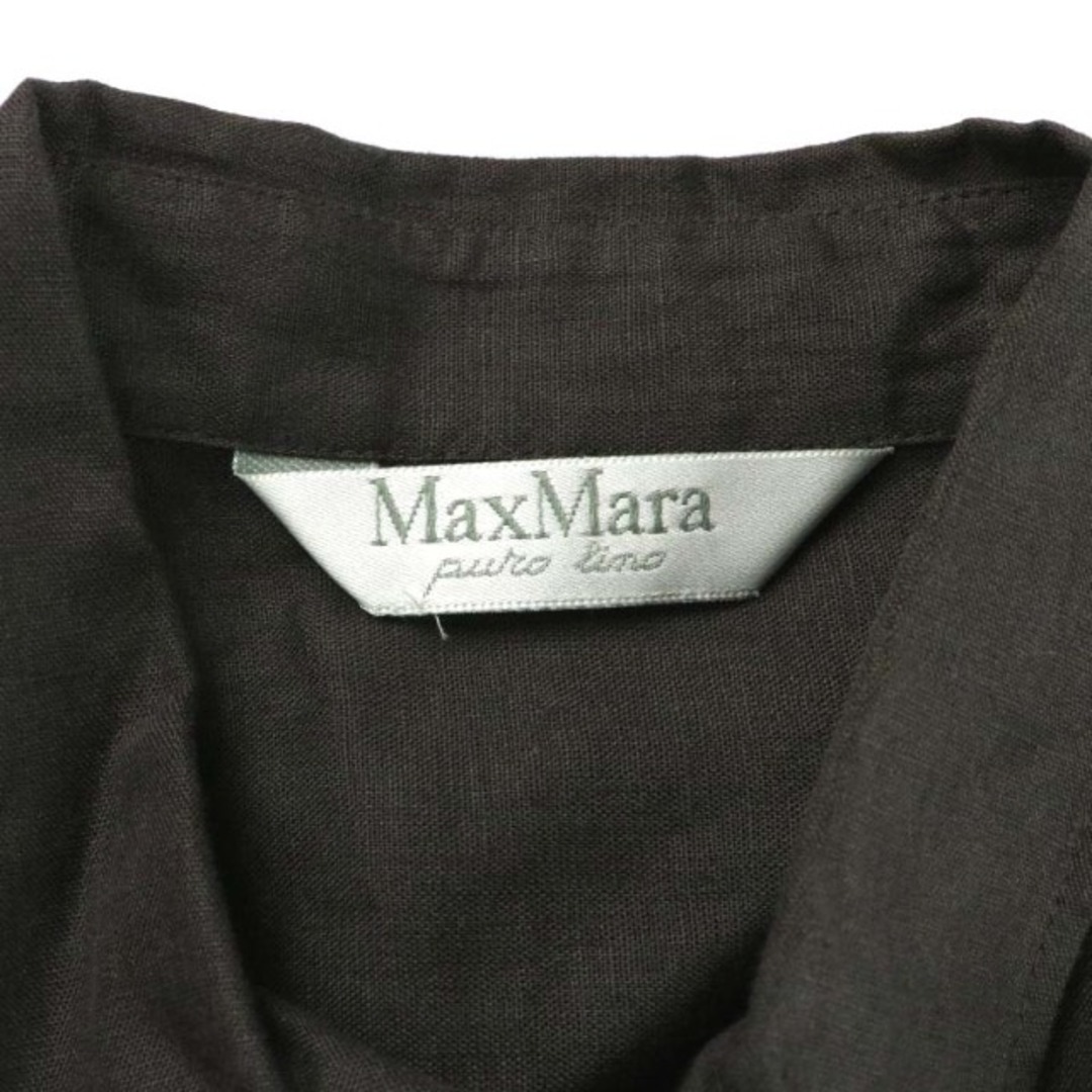 Max Mara(マックスマーラ)のマックスマーラ ワンピース シャツ 半袖 ロング ベルト サイドファスナー 茶色 レディースのワンピース(ロングワンピース/マキシワンピース)の商品写真