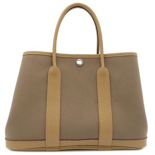 エルメス HERMES トートバッグ ガーデンパーティーTPM トワルオフィシエ ネゴンダ エトゥープ×ビスキュイ シルバー金具 U刻印（2022年製） 【箱】【中古】