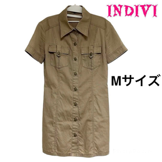 INDIVI - INDIVI インディヴィ ロングシャツ 半袖シャツ 細見え