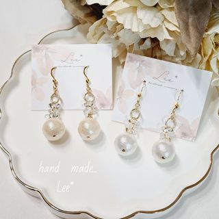 No...100♡コットンパール揺れる～上品/大人可愛いピアス/イヤリング(ピアス)