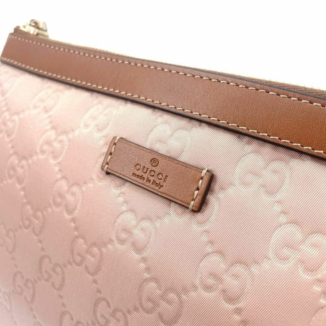 Gucci(グッチ)のc361”極美品”【グッチ】GUCCI シマ キャンバス ポーチ 総柄 ピンク レディースのバッグ(クラッチバッグ)の商品写真