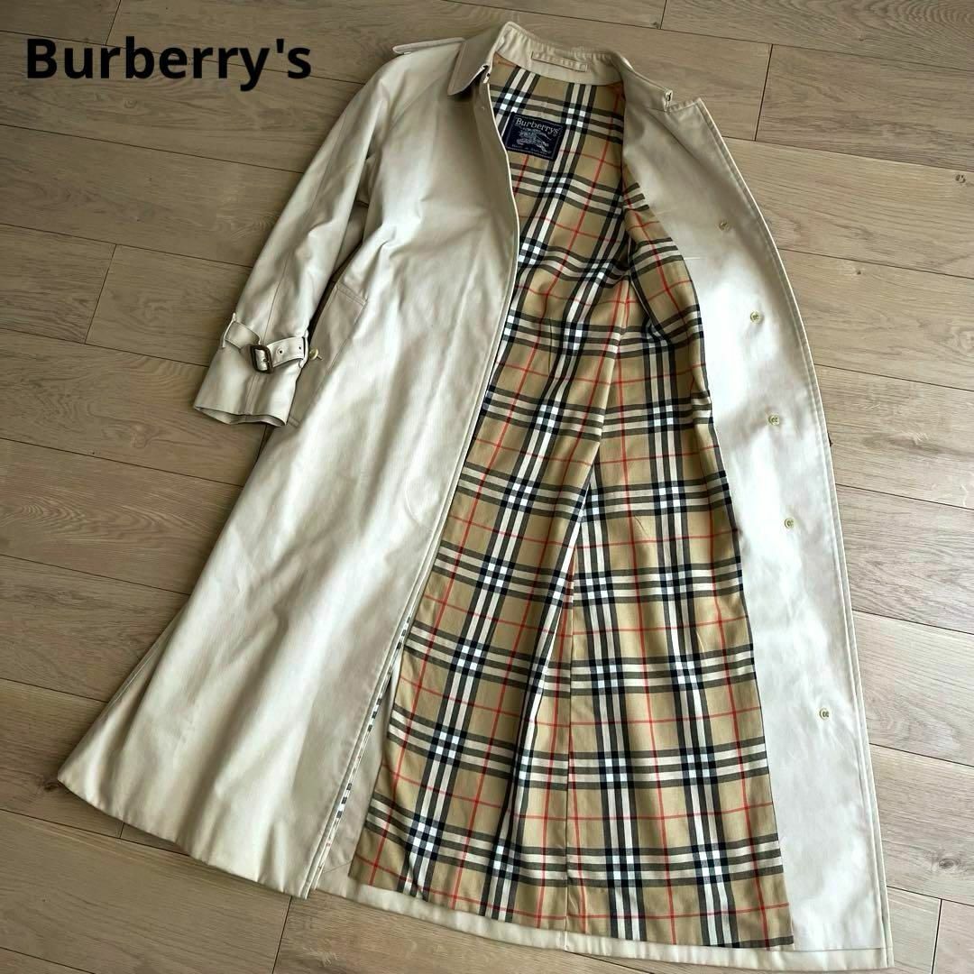 BURBERRY(バーバリー)のバーバリー　80's　レディース　ステンカラーコート　ベルト付き　ベージュ レディースのジャケット/アウター(トレンチコート)の商品写真