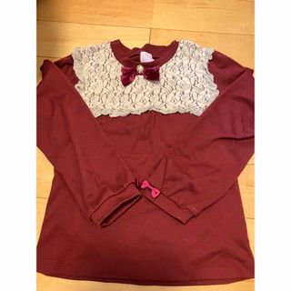 アクシーズファム(axes femme)のアクシーズファム　赤　リボン　レース　トップス  140(Tシャツ/カットソー)