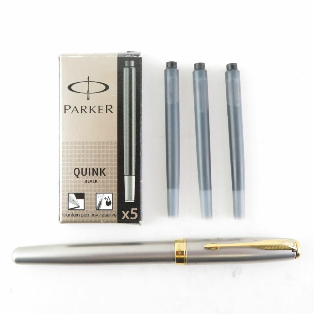 Parker(パーカー)のPARKER パーカー IM コアライン ブラッシュドメタルGT 万年筆 全長13 F字 ゴールド 筆記用具 文房具 HU974W3  インテリア/住まい/日用品の文房具(その他)の商品写真