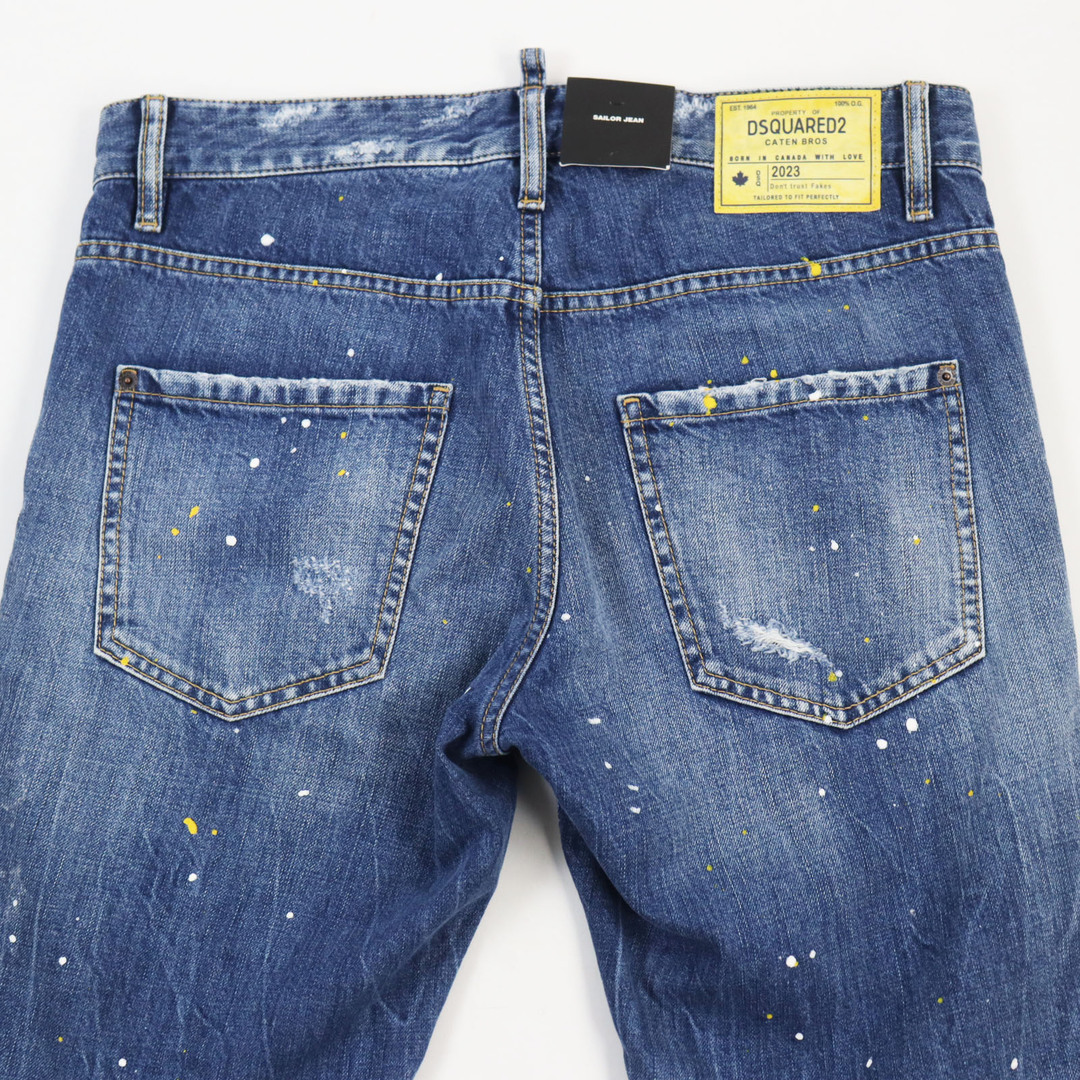 DSQUARED2(ディースクエアード)の極美品●DSQUARED2 ディースクエアード 23AW S74LB1351 SAILOR JEAN ペンキ加工 クラッシュ デニムパンツ インディゴブルー 46 イタリア製 正規品 メンズ メンズのパンツ(デニム/ジーンズ)の商品写真