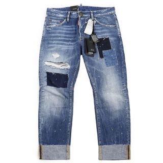 極美品●DSQUARED2 ディースクエアード 23AW S74LB1351 SAILOR JEAN ペンキ加工 クラッシュ デニムパンツ インディゴブルー 46 イタリア製 正規品 メンズ