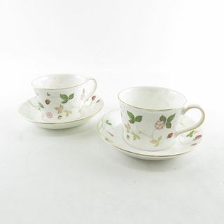 ウェッジウッド(WEDGWOOD)の美品 WEDGWOOD ウェッジウッド ワイルドストロベリー パステル ティーカップ＆ソーサー 2客 ペア デルフィ SY8882X (グラス/カップ)