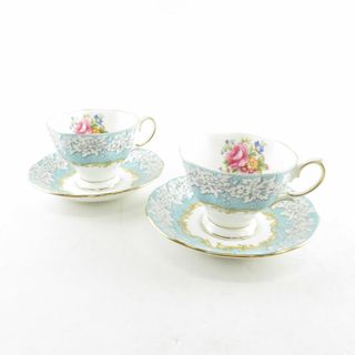 ロイヤルアルバート(ROYAL ALBERT)の難有 ROYAL ALBERT ロイヤルアルバート エンチャントメント カップ＆ソーサー 2客 ペア 薔薇 フラワー ティー コーヒー SM1885K (グラス/カップ)