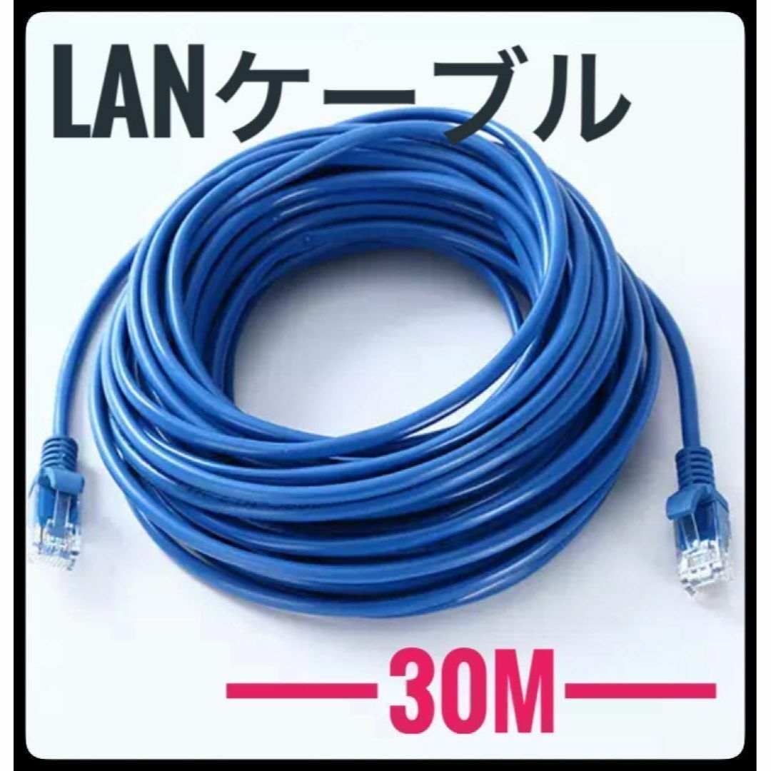 LANケーブル　30m　CAT5e 青　ブルー　事務所　テナント　自宅 スマホ/家電/カメラのPC/タブレット(PC周辺機器)の商品写真