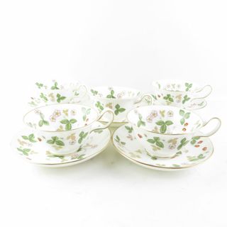 ウェッジウッド(WEDGWOOD)の美品 WEDGWOOD ウェッジウッド ワイルドストロベリー ティーカップ＆ソーサー 5客 セット ピオニー SU5493A2 (グラス/カップ)