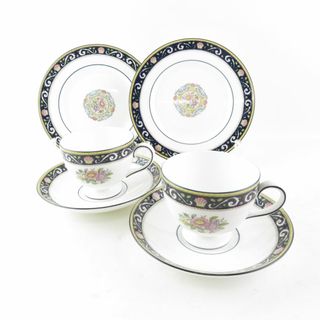 ウェッジウッド(WEDGWOOD)の美品 WEDGWOOD ウェッジウッド ラニーミード ティーカップ＆ソーサー 中皿 4点 トリオ×2セット リー ケーキ デザート SU5494A2 (グラス/カップ)