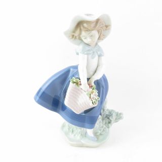 美品 LLADRO リヤドロ 5222 PRETTY PICKINGS きれいな花ばかり フィギュリン 陶磁器 少女 女の子 花かご 置物 陶器人形 SU5502A2 (置物)