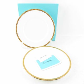 ティファニー(Tiffany & Co.)の美品 TIFFANY＆Co. ティファニー ゴールドバンド 中皿 2枚 18cmプレート ペア ケーキ デザート SY8167A3 (食器)