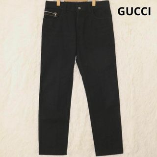 Gucci - グッチ　シェリーライン　黒デニム　スキニーパンツ　46サイズ　ブラック　革パッチ