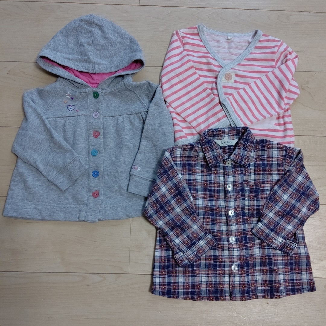 babyGAP(ベビーギャップ)のベビー服 ８０cm 長袖 パーカー まとめ売りbabyGap bebe 西松屋 キッズ/ベビー/マタニティのベビー服(~85cm)(シャツ/カットソー)の商品写真