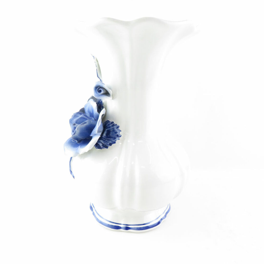 美品 DEMAIN ドマン TO-109 花瓶 陶器 フラワーベース 薔薇 ブルーローズ 立体花 SU5537A2  インテリア/住まい/日用品のインテリア小物(花瓶)の商品写真