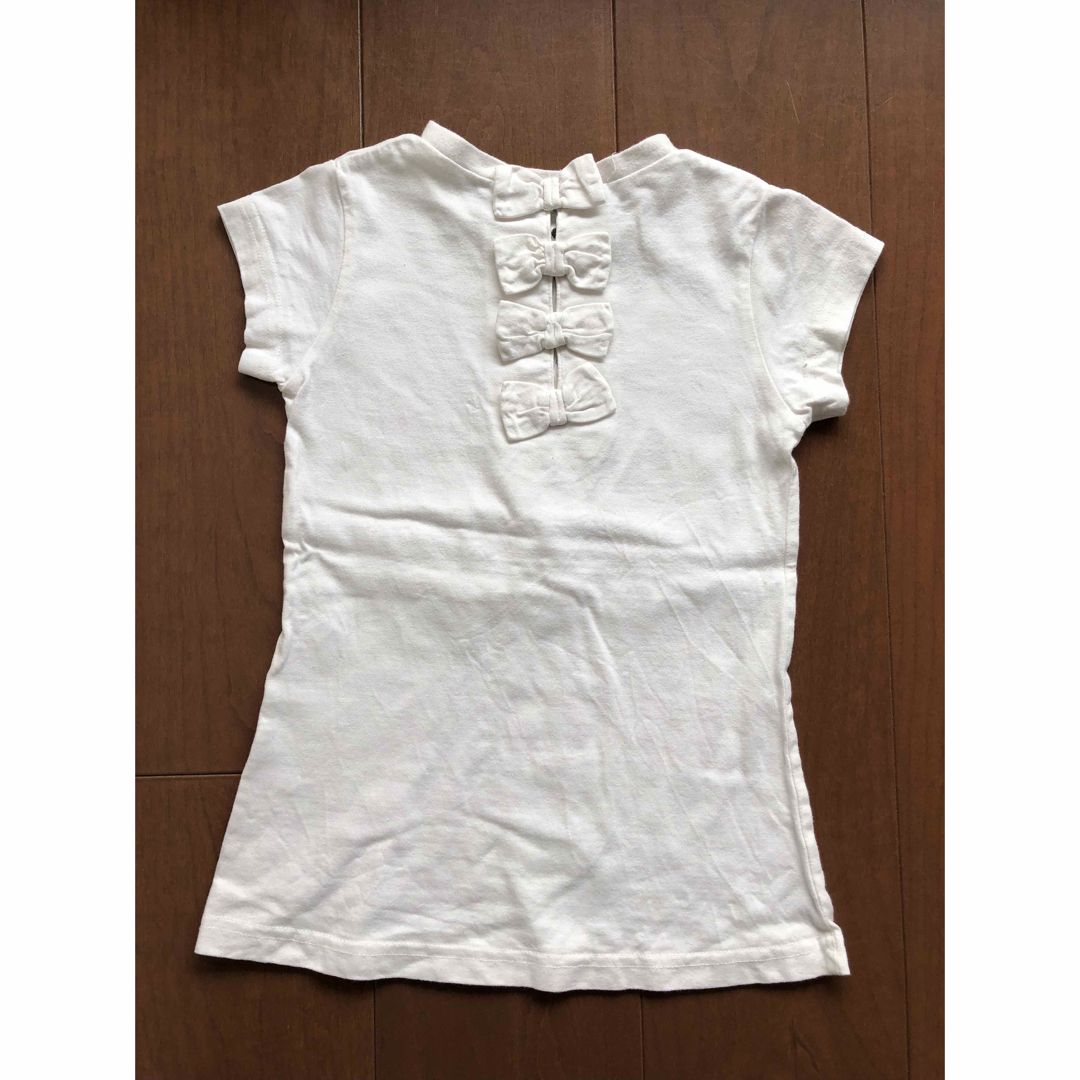 pada & mada  Tシャツ 白×ピンクロゴ   110  キッズ/ベビー/マタニティのキッズ服女の子用(90cm~)(Tシャツ/カットソー)の商品写真