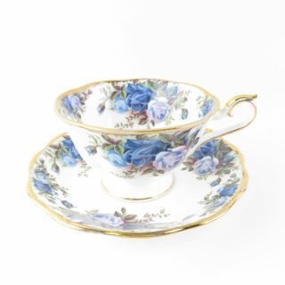 ROYAL ALBERT - ROYAL ALBERT ロイヤルアルバート ムーンライトローズ ティーカップ＆ソーサー 金彩 薔薇 青 バラ 英国 イギリス SU5555B2 