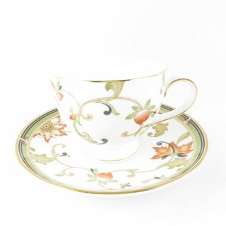 ウェッジウッド(WEDGWOOD)の美品 WEDGWOOD ウェッジウッド OBERON オベロン ティーカップ＆ソーサー リー 金彩 花柄 フラワー 廃盤 SU5557B2 (グラス/カップ)