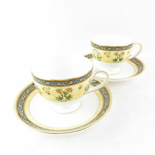 ウェッジウッド(WEDGWOOD)の美品 WEDGWOOD ウェッジウッド インディア ティーカップ＆ソーサー 2客 ペア リー 花柄 SU5580B2 (グラス/カップ)