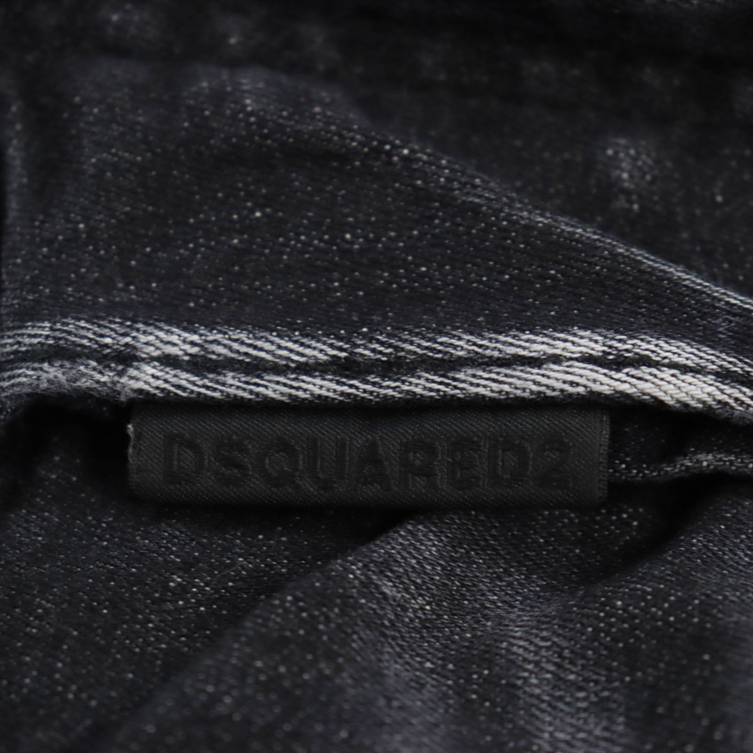 DSQUARED2(ディースクエアード)の美品●DSQUARED2 ディースクエアード 20AW S78LB0037 SKATER JEAN 25周年記念 レザーパッチ付き ペンキ加工 ジーンズ クラッシュデニムパンツ ブラック 48 イタリア製 正規品 メンズ メンズのパンツ(デニム/ジーンズ)の商品写真