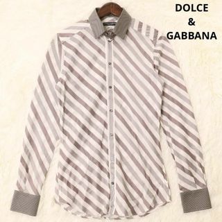 DOLCE&GABBANA - ドルチェ&ガッバーナ　GOLD　斜めストライプ　クレリックシャツ　ベージュ　長袖