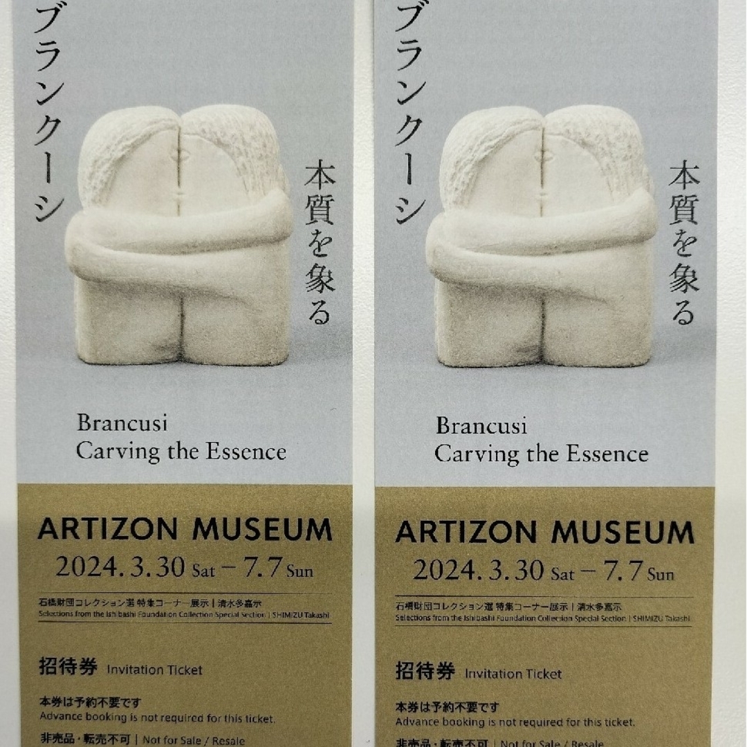 アーティゾン美術館　ブランクーシ展　チケット　２枚 チケットの施設利用券(美術館/博物館)の商品写真