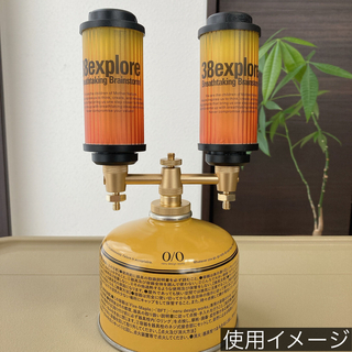 限定カラー　OD缶　ガス管アダプター ２股セット　HOOK　38灯　ゴールゼロ(ライト/ランタン)