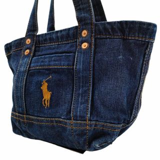 ポロラルフローレン(POLO RALPH LAUREN)のポロラルフローレン デニム ミニハンドバッグ ポニー ブルー系 インディゴ(ハンドバッグ)