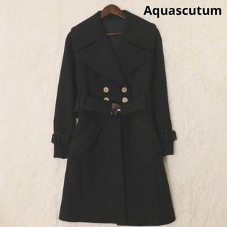 AQUA SCUTUM - アクアスキュータム　ベルト付き　アンゴラ　トレンチコート　ロング丈　ブラック