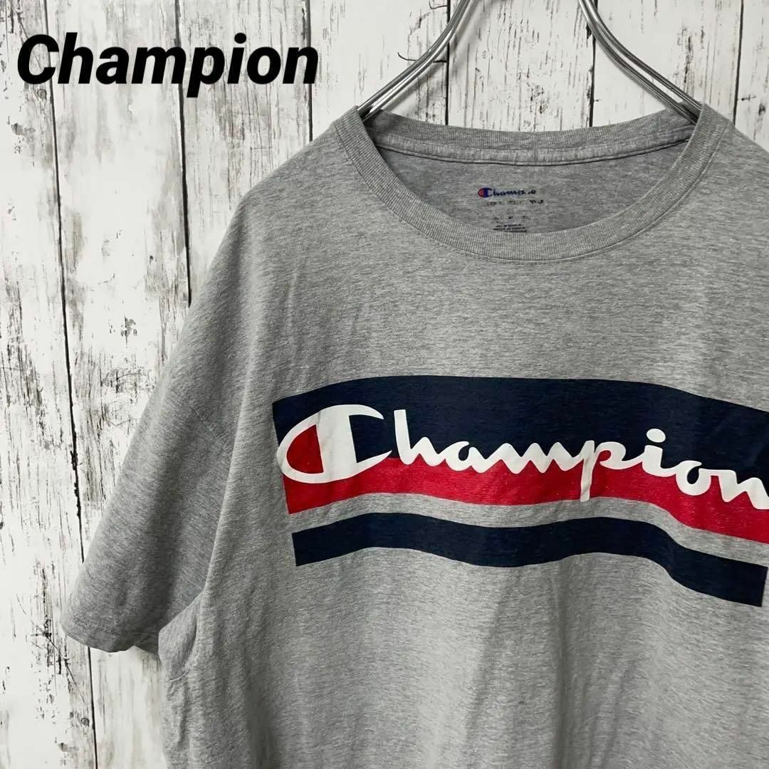 Champion(チャンピオン)のチャンピオン アメリカ古着 ビッグロゴTシャツ 刺繍ロゴ グレー メンズ メンズのトップス(Tシャツ/カットソー(半袖/袖なし))の商品写真