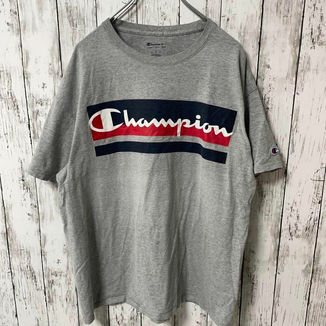 Champion(チャンピオン)のチャンピオン アメリカ古着 ビッグロゴTシャツ 刺繍ロゴ グレー メンズ メンズのトップス(Tシャツ/カットソー(半袖/袖なし))の商品写真
