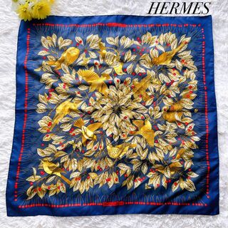 エルメス(Hermes)のHERMES エルメス　スカーフ　カレ90 Lesmerises さくらんぼ 鳥(バンダナ/スカーフ)