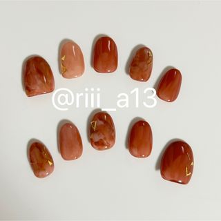 【ネイルチップ】ハンドメイド/ No.8　テラコッタなタイダイネイル