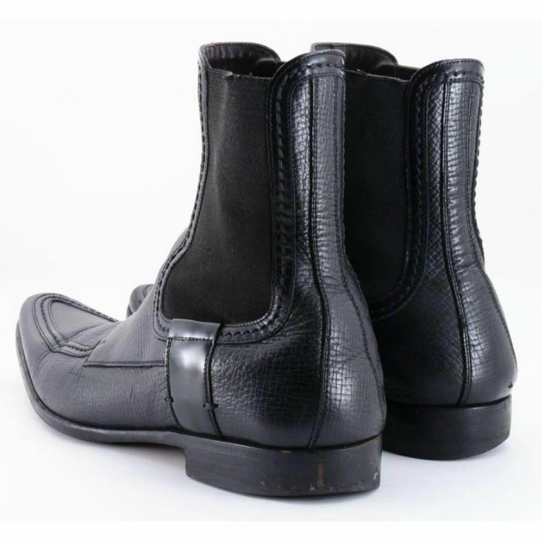 DOLCE&GABBANA(ドルチェアンドガッバーナ)のドルチェアンドガッバーナ　型押しレザー　サイドゴアブーツ　黒　ブラック　6サイズ メンズの靴/シューズ(ブーツ)の商品写真