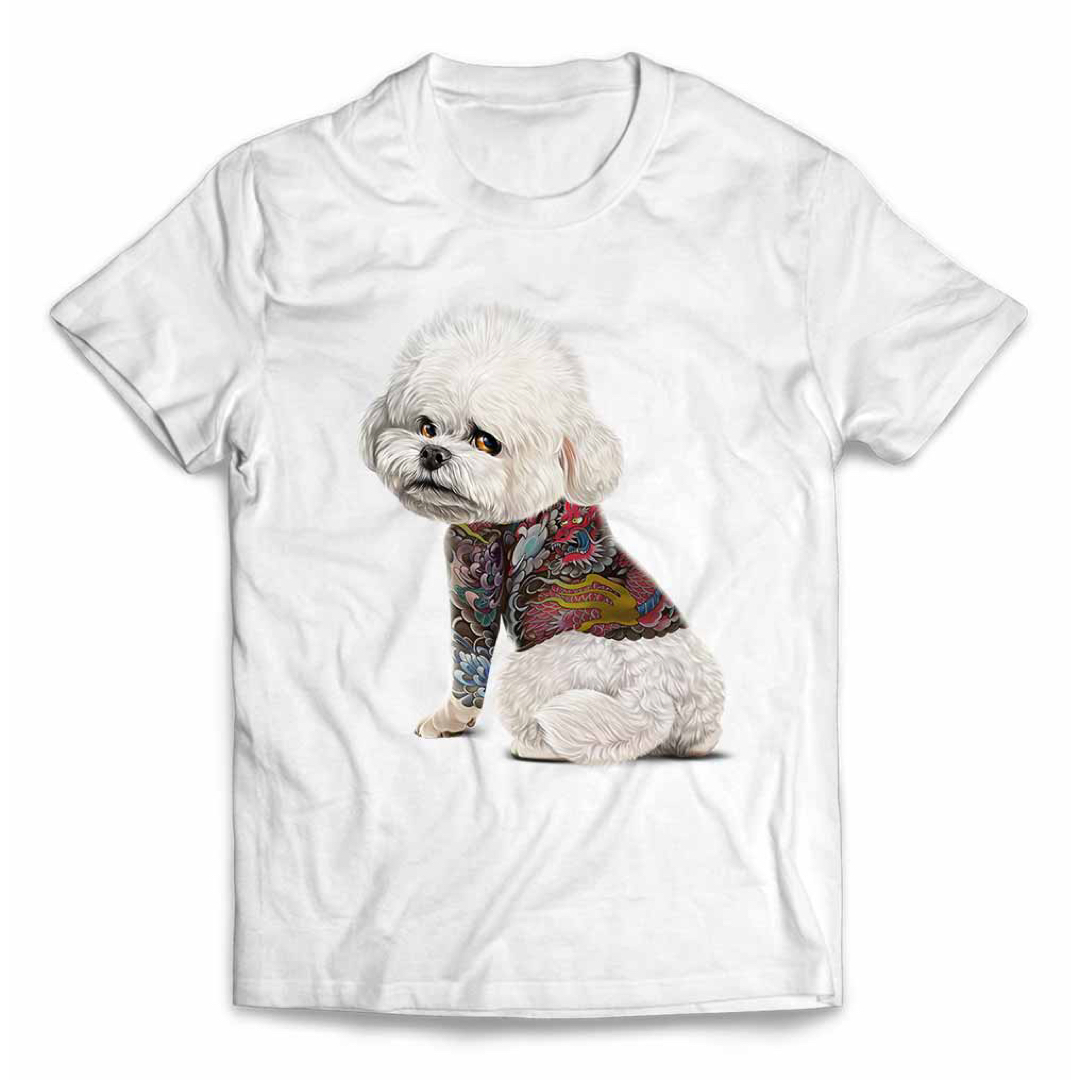 ビションフリーゼ 犬 いぬ タトゥー 刺青 半袖 Tシャツ メンズ レディース メンズのトップス(Tシャツ/カットソー(半袖/袖なし))の商品写真