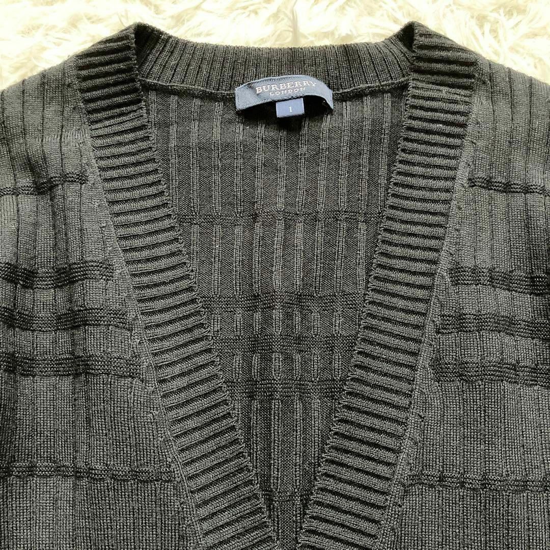 BURBERRY(バーバリー)の【美品】バーバリーロンドン  デザインリブニットカーディガン ホースロゴ刺繍 レディースのトップス(カーディガン)の商品写真