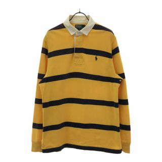 ポロバイラルフローレン ボーダー 長袖 ラガーシャツ M イエロー×パープル Polo by Ralph Lauren メンズ 古着 【240417】(ポロシャツ)