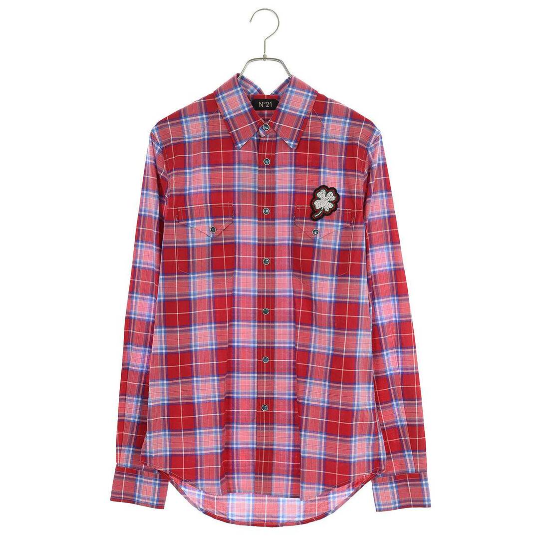 ヌメロヴェントゥーノ N゜21 フラワービジュー装飾チェックウエスタン長袖シャツ メンズ M メンズのトップス(シャツ)の商品写真