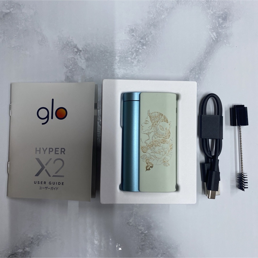 glo(グロー)の美人画 レーザー加工 glo hyper X2 グローハイパー本体 ミントブルー メンズのファッション小物(タバコグッズ)の商品写真