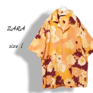 ザラ(ZARA)のシャツ　メンズ　古着　半袖　オープンカラー　アート　柄シャツ　オーバーサイズ(シャツ)