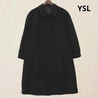 イヴサンローラン(Yves Saint Laurent)のイヴサンローラン　ウールメルトン　ステンカラー　ブラック　黒　ロング　A5(ステンカラーコート)