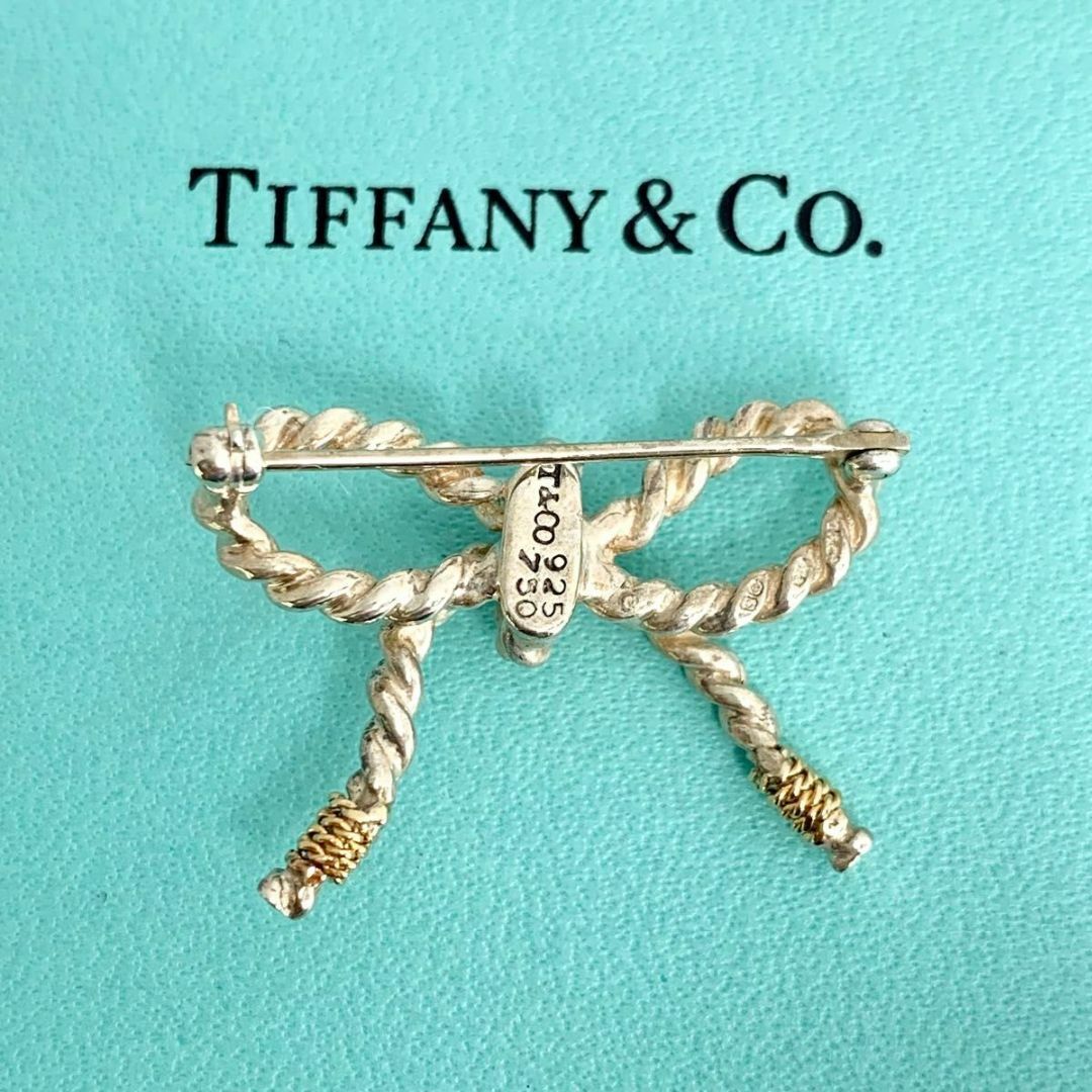 Tiffany & Co.(ティファニー)のティファニー 希少 ツイスト コンビ リボン ブローチ シルバー K18 レディースのアクセサリー(ブローチ/コサージュ)の商品写真